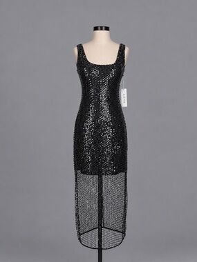 Siena Black Sequin Mesh Cocktail Dress Size 4